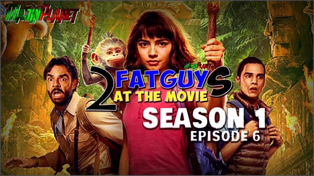Promotional poster for Fat Guy at the Movie, Season 1, Episode 6, featuring main characters in a jun.