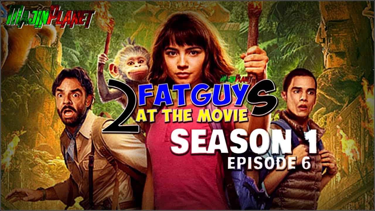 Promotional poster for Fat Guy at the Movie, Season 1, Episode 6, featuring main characters in a jun.