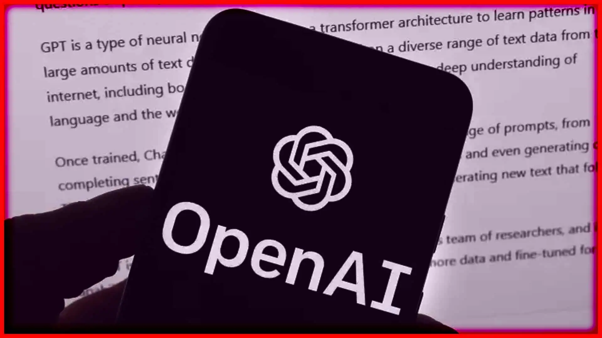 OpenAI logo displayed on a smartphone screen, related to AI technology.