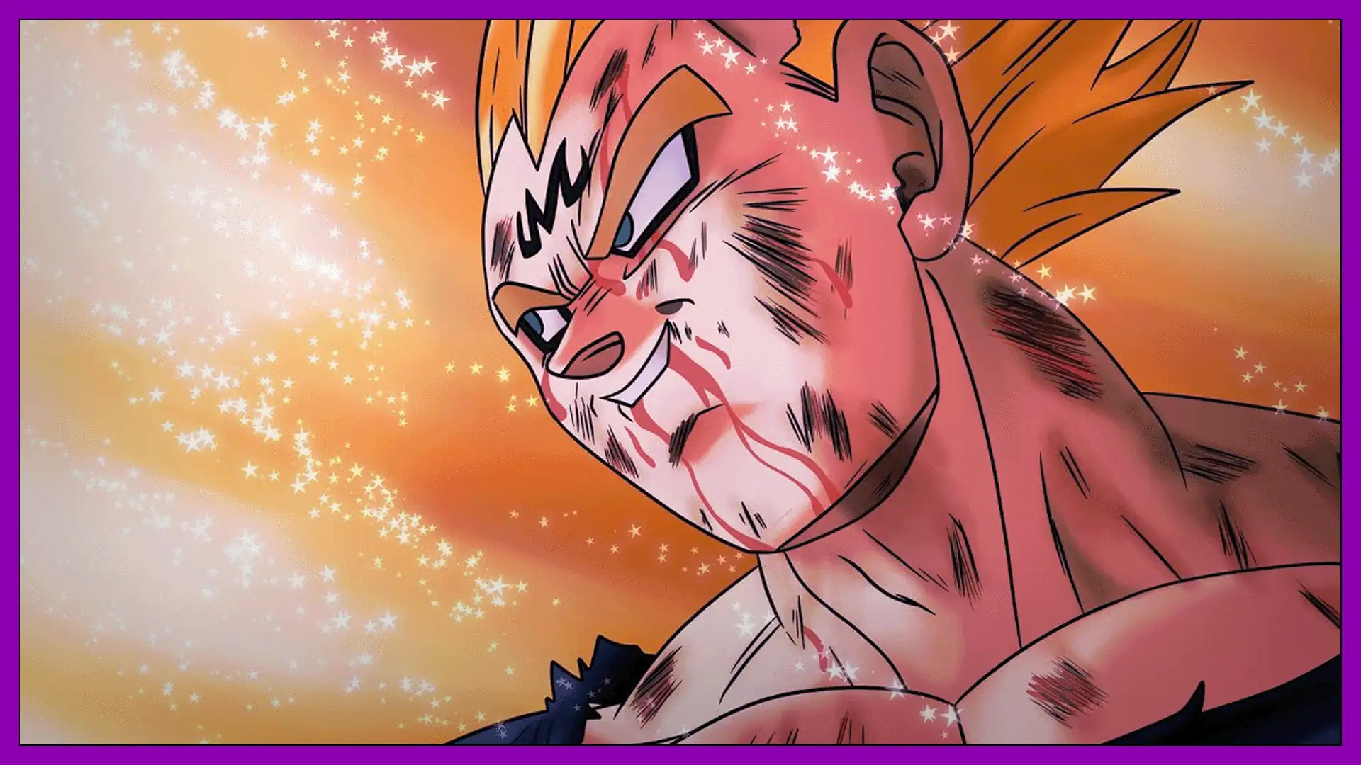 Powerful Majin character with fierce expression and glowing background.