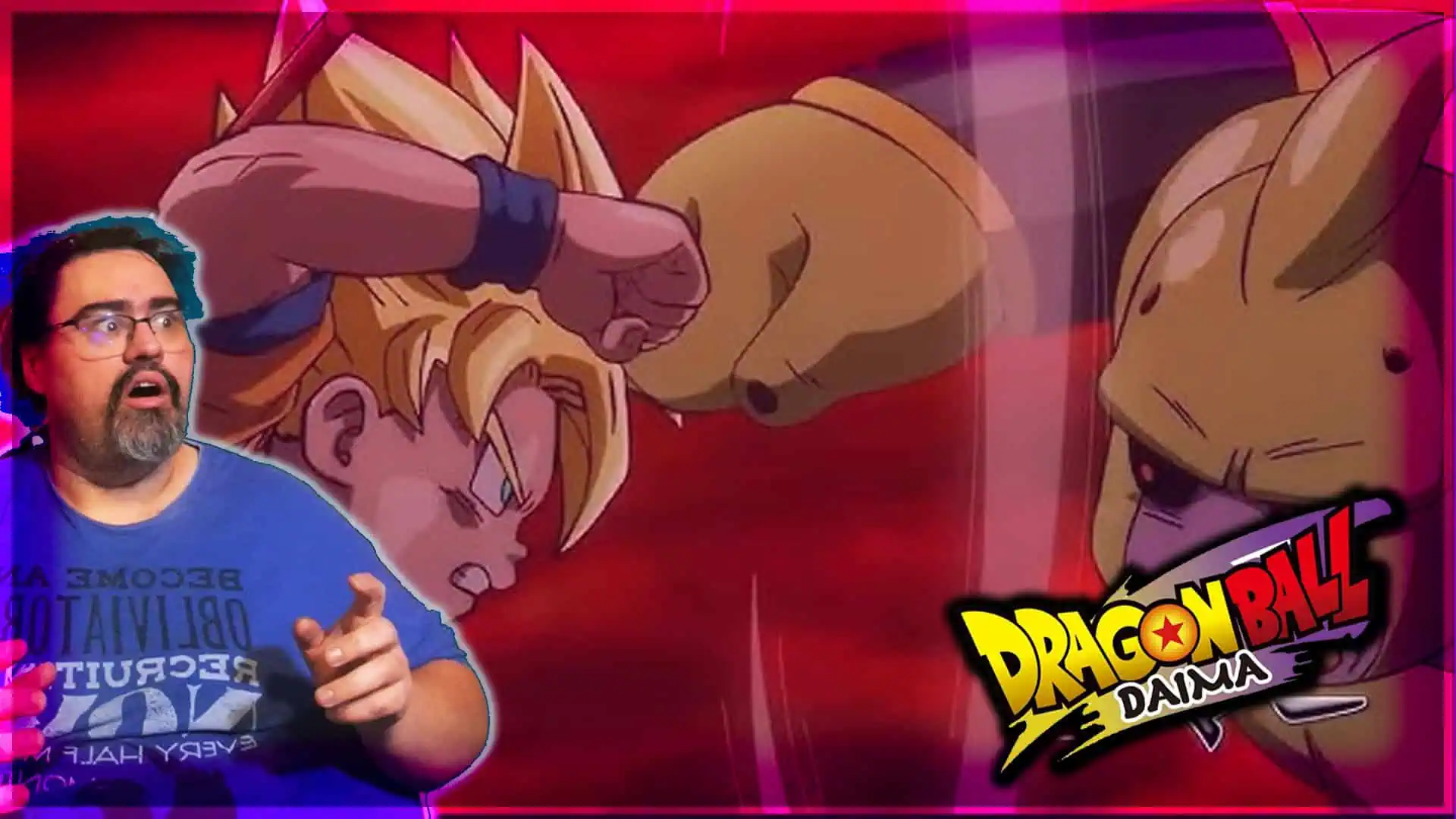 Majin Vegeta and Kid Goku face off in Dragon Ball Z scene, intense battle moment.