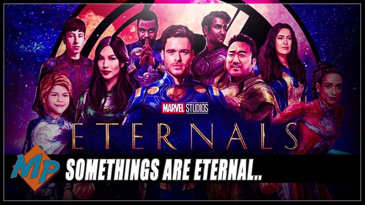 Group photo of Marvel's Eternals characters from the movie Eternals.
