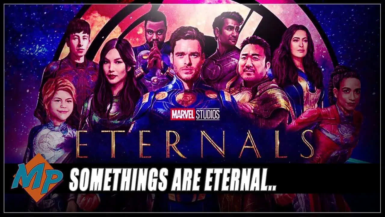 Group photo of Marvel's Eternals characters from the movie Eternals.