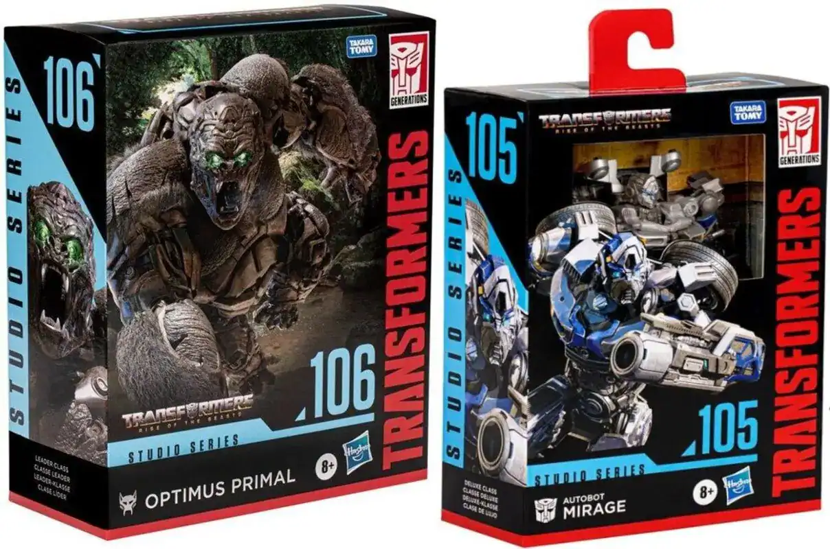 Transformers Rise of the Beast Studio Series Optimus Primal and Mirage Figures