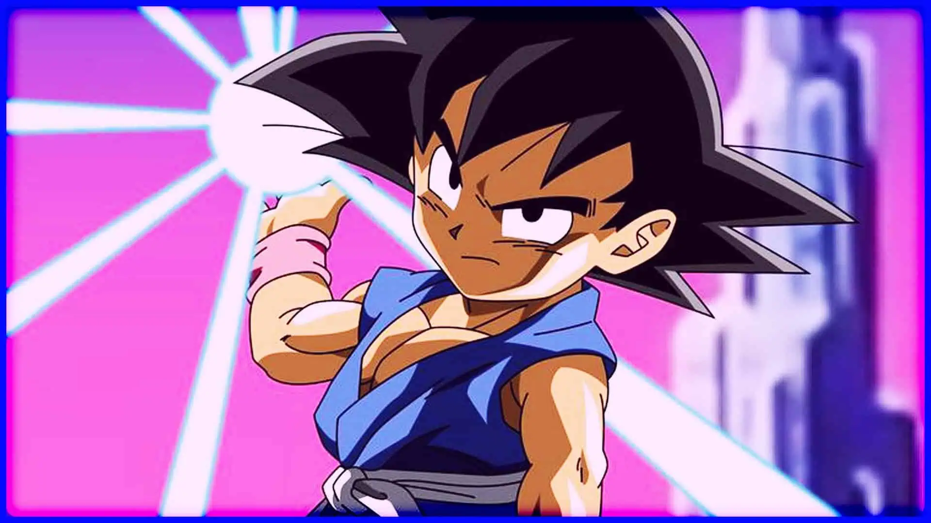 Chibi-style Goku from Majin Planet with spiky hair and confident expression.