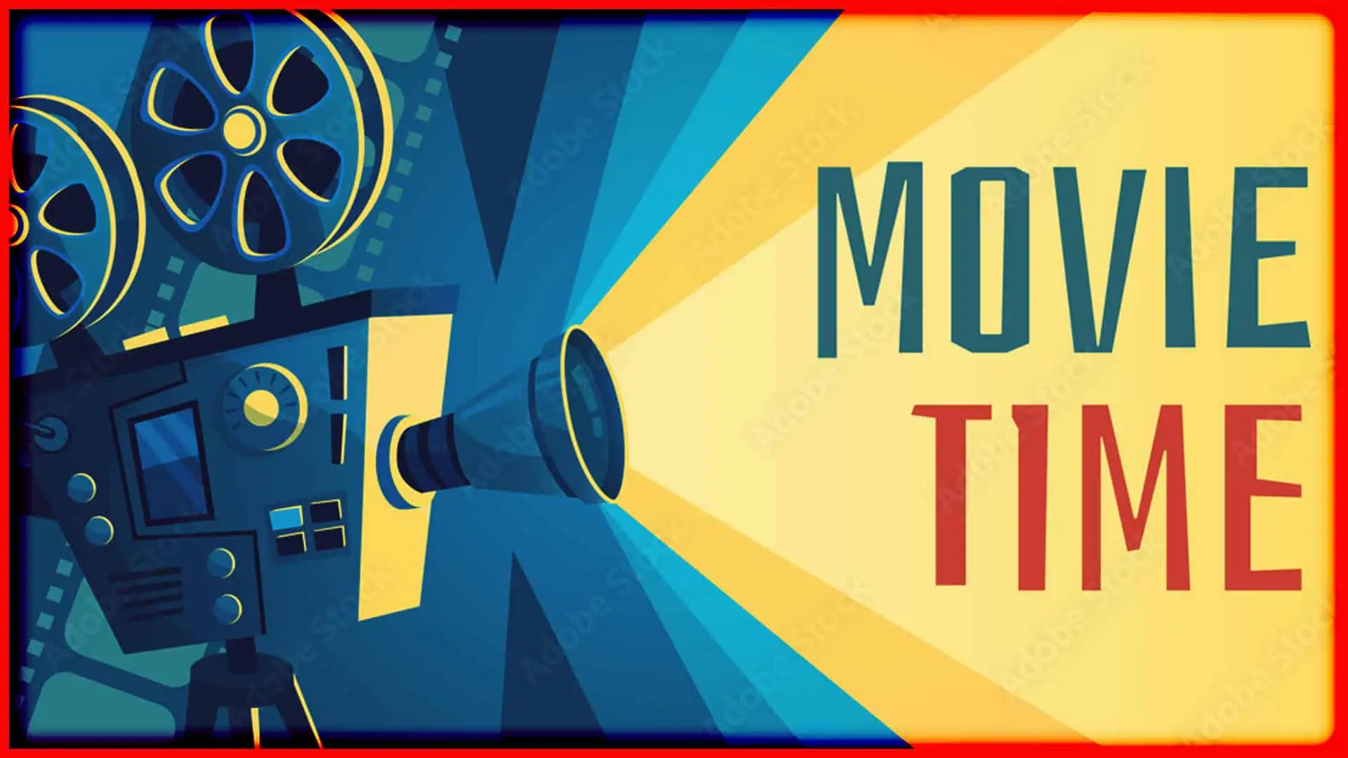 Vintage film projector projecting "Movie Time" for reaction content in 2026.