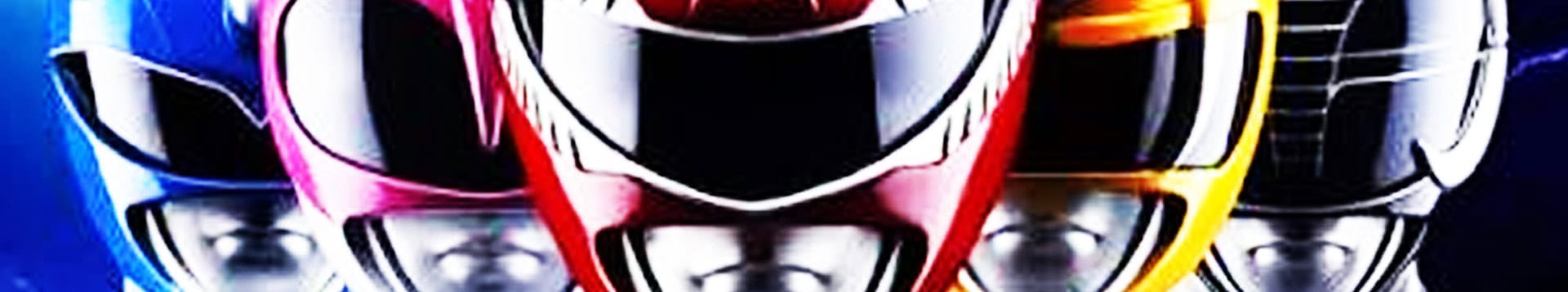 Colorful Power Rangers helmets from the reboot series.