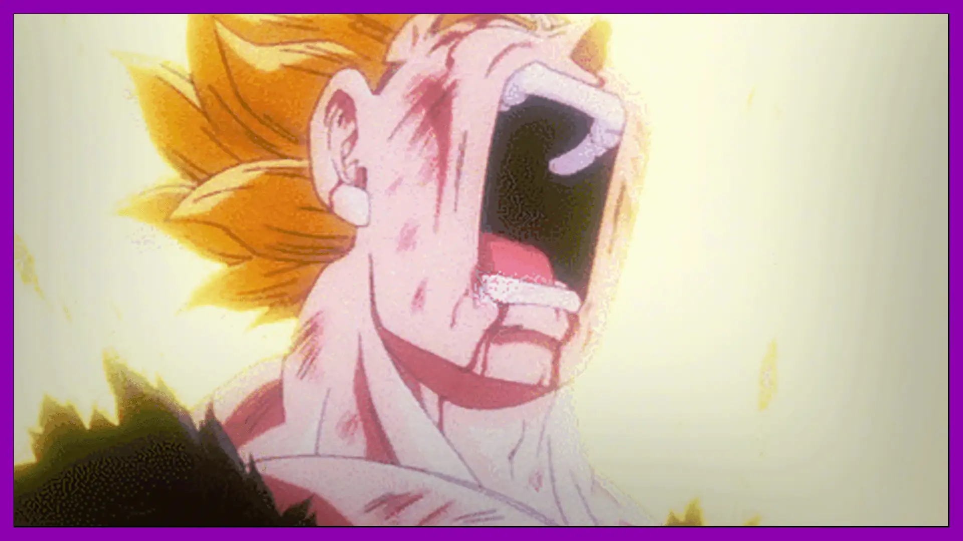 Vegeta screaming with intense emotion, showcasing his powerful heart.