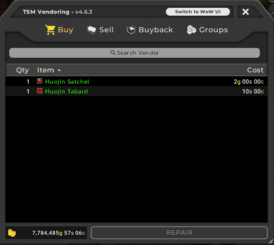 Selling Vendor items