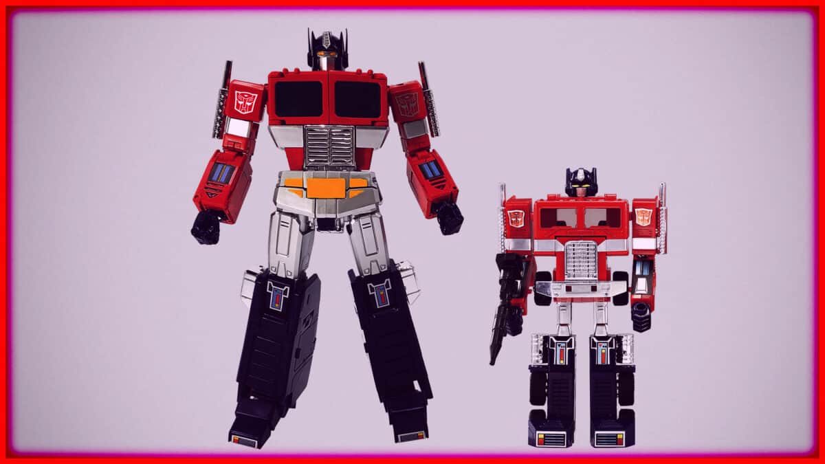 Two Transformers action figures standing side by side on a plain background.