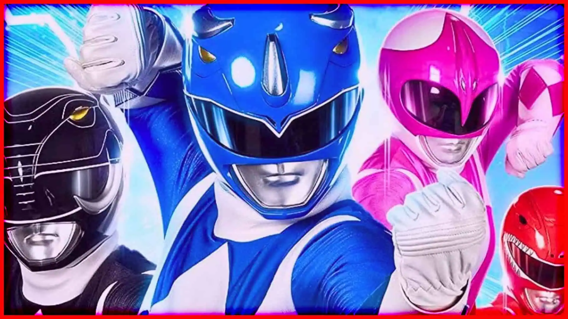 Dynamic Power Rangers team in colorful costumes ready for battle.