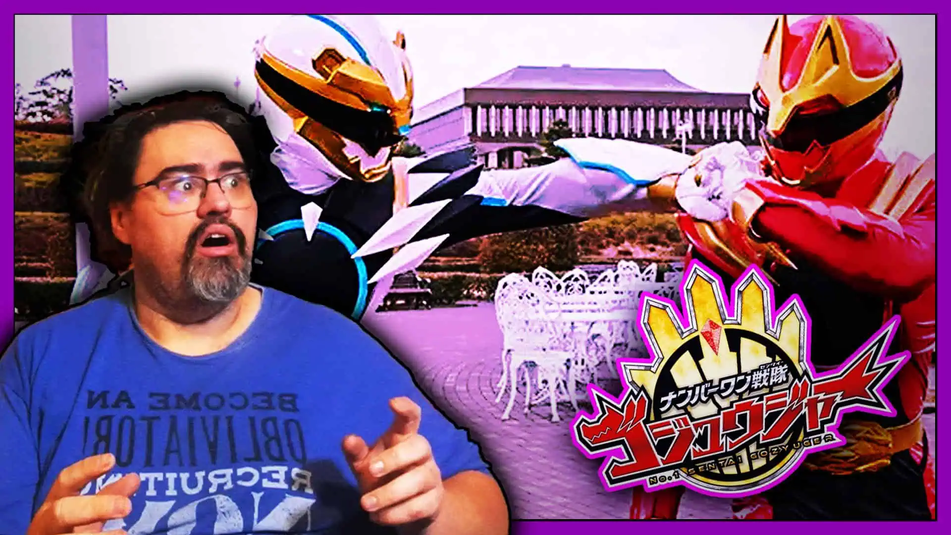 Power Rangers in a battle scene with Majin Planet background.