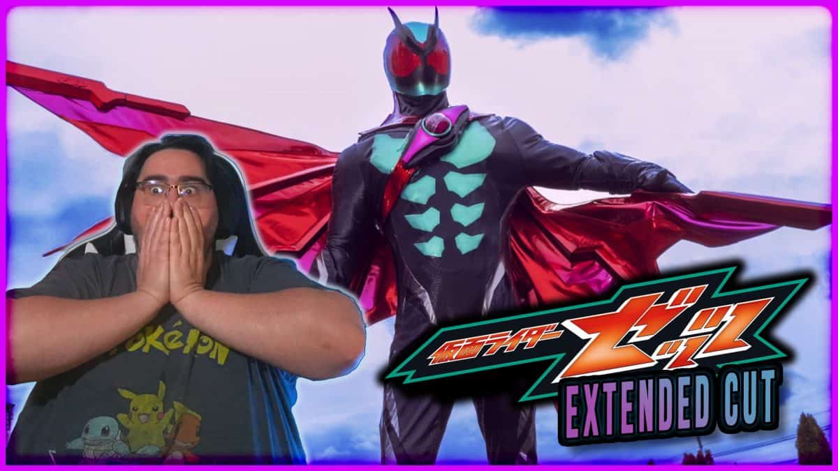 Kamen Rider Geats in a dynamic pose with a young fan reacting excitedly.