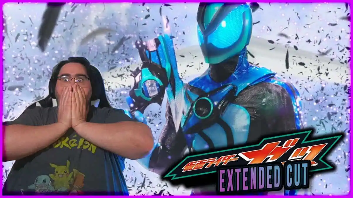 An excited fan reacts to Kamen Rider Zeztz in a dynamic scene from Episode 5.