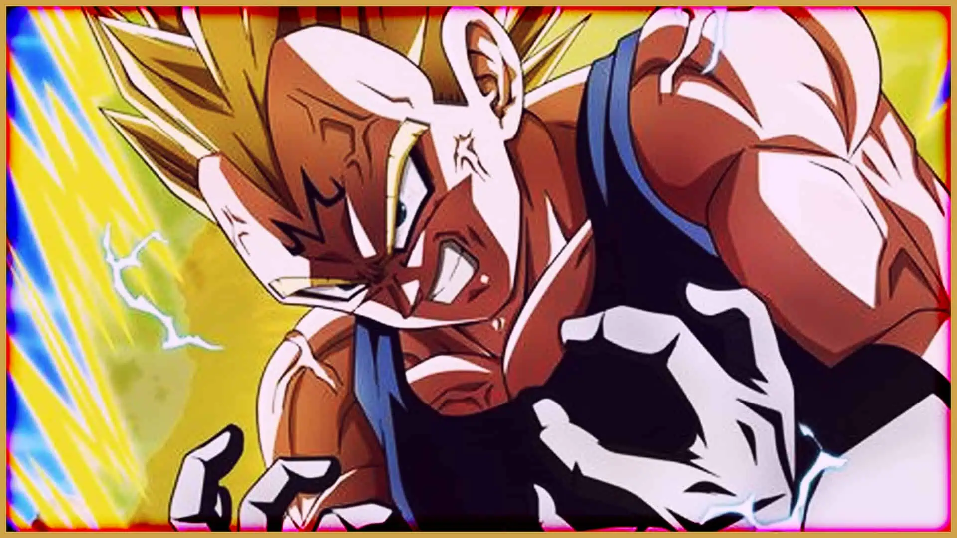 Powerful Majin character from Dragon Ball with intense energy.
