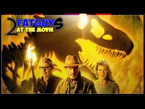 Movie poster for Fat Guy 2 at the Movie featuring dinosaurs and characters.