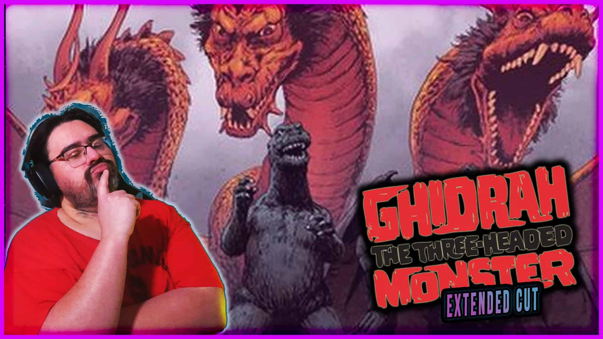 Image of Ghidorah, the three-headed monster from Godzilla, in a dramatic scene.