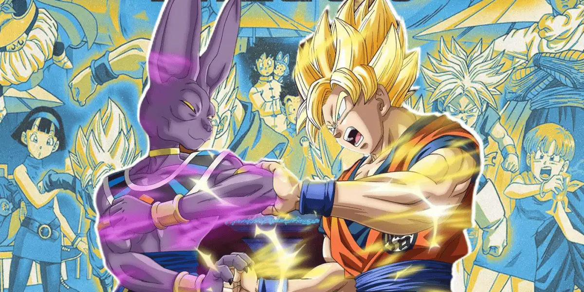 Goku and Beerus clash in a powerful battle from Dragon Ball Super.