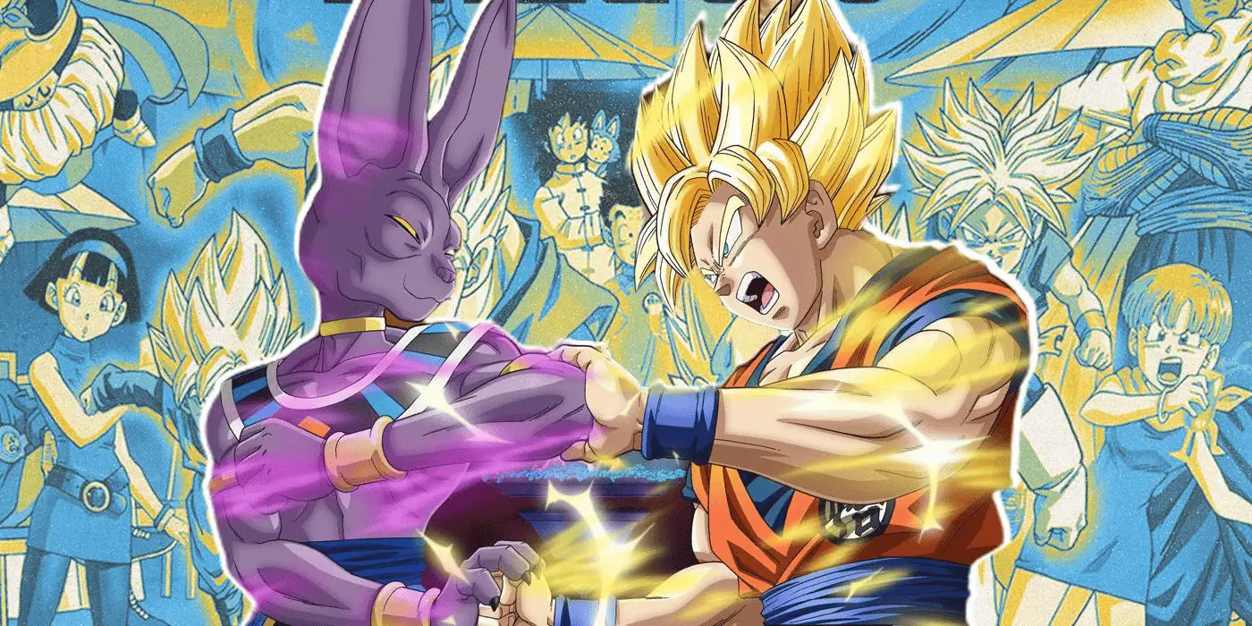 Goku and Beerus clash in a powerful battle from Dragon Ball Super.
