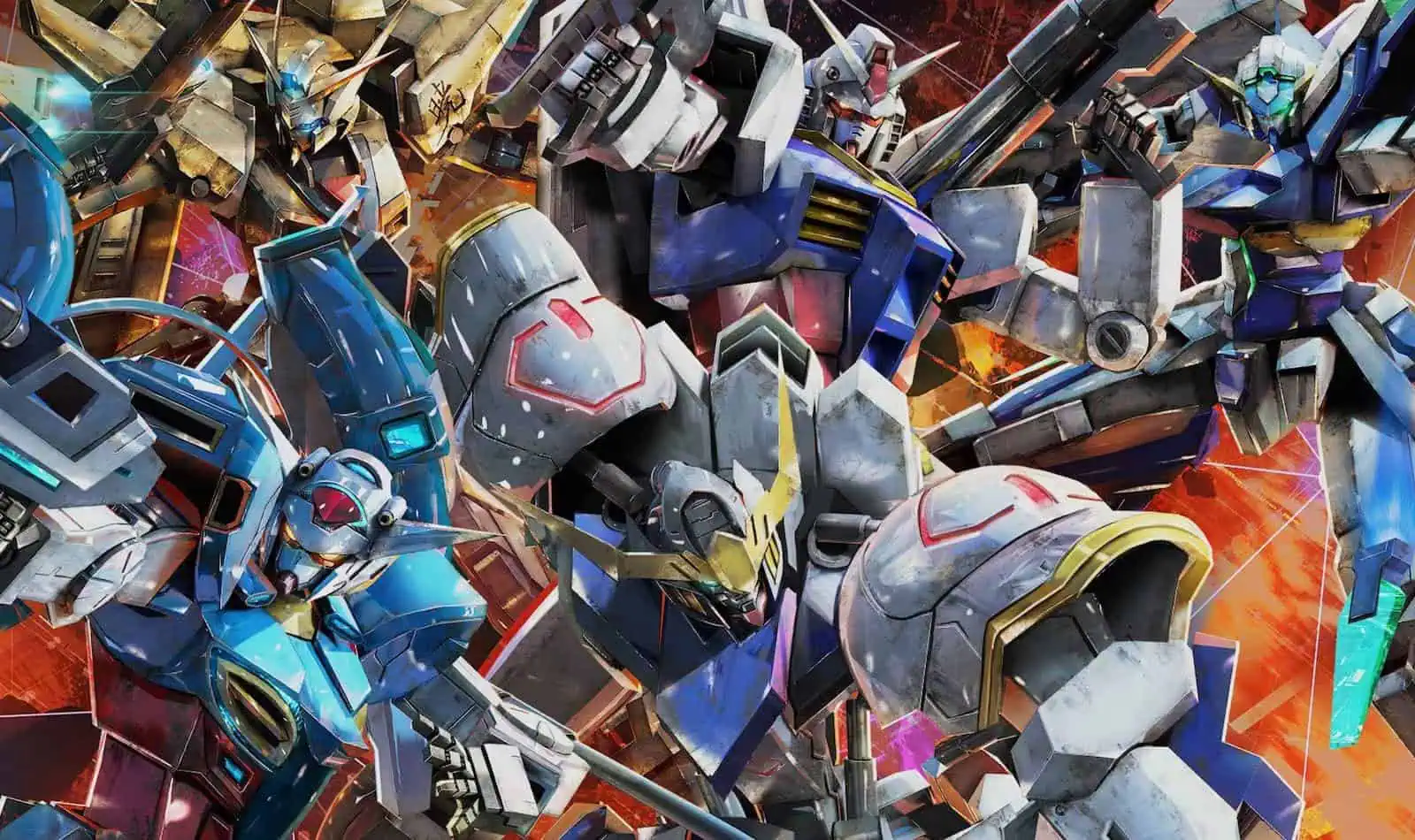Gundam Series robots in action, showcasing iconic mecha designs from the popular anime franchise.