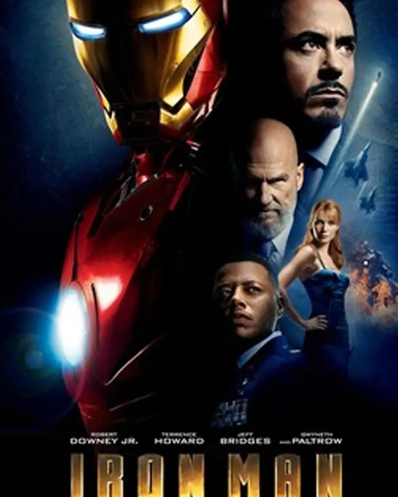 Iron Man and Marvel characters from the Iron Man movie poster.