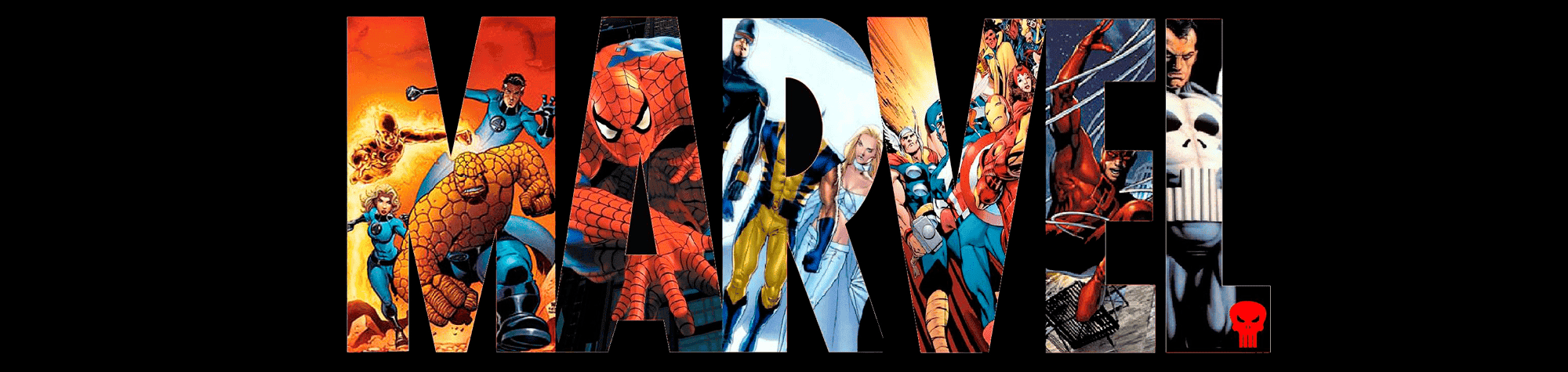 Collage of Marvel superheroes including Spider-Man, Iron Man, and Captain America.