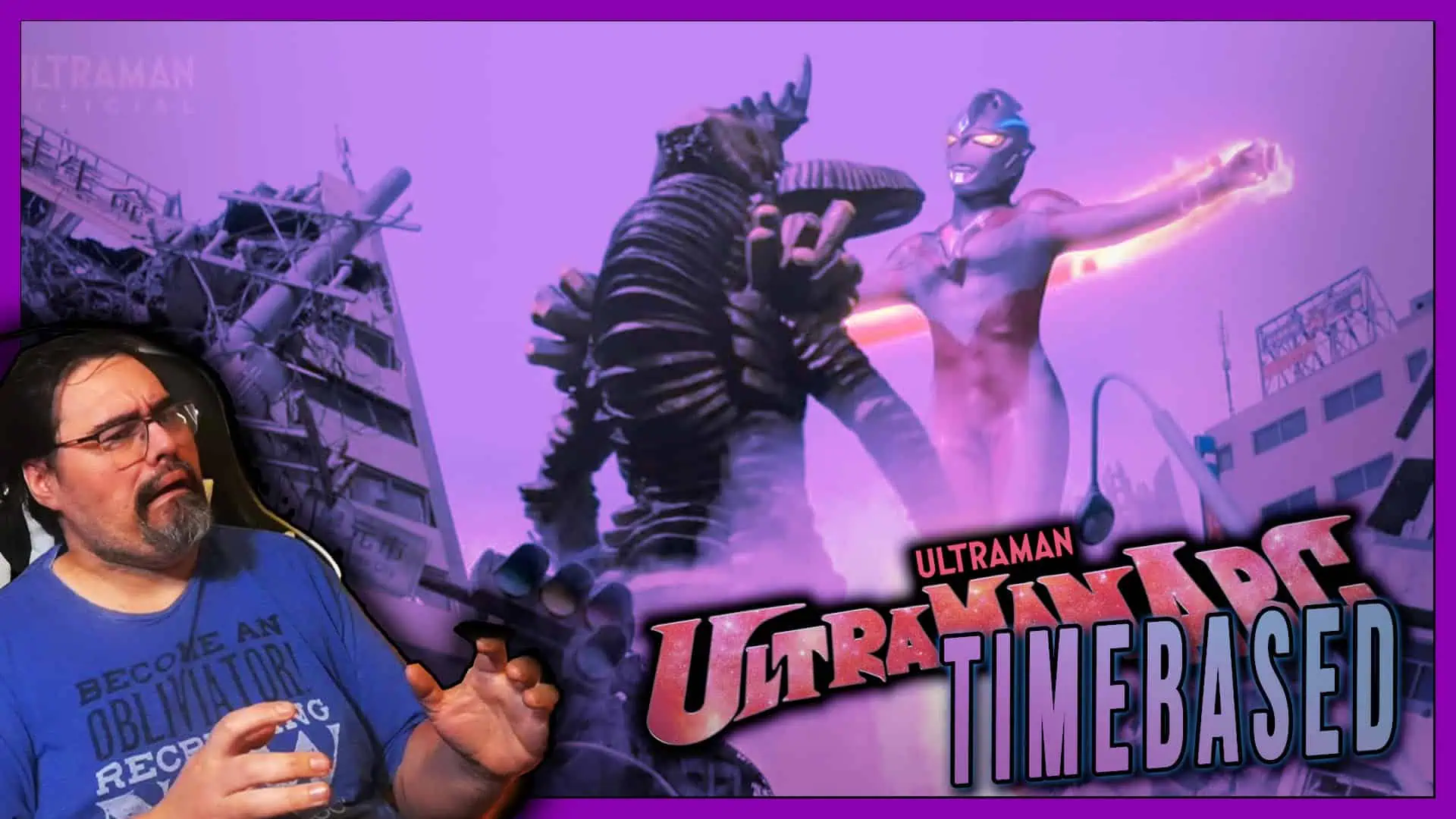 Ultraman battles giant monsters in a cityscape during Episode 23.