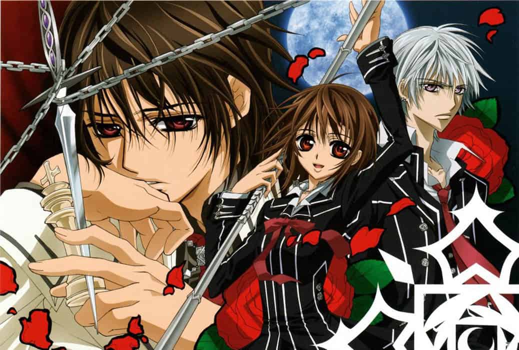 Vampire Knight characters with intense expressions and gothic background.