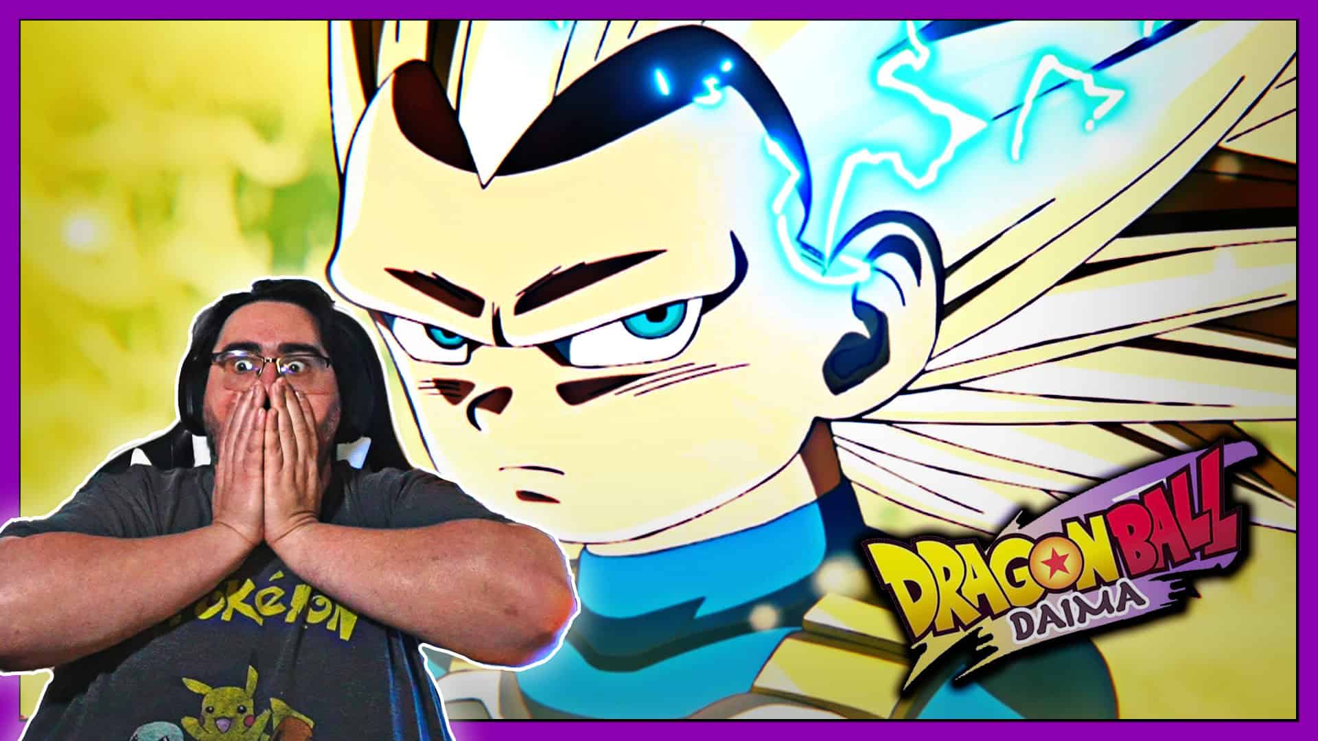 Anime character Goku with intense expression and electric aura.