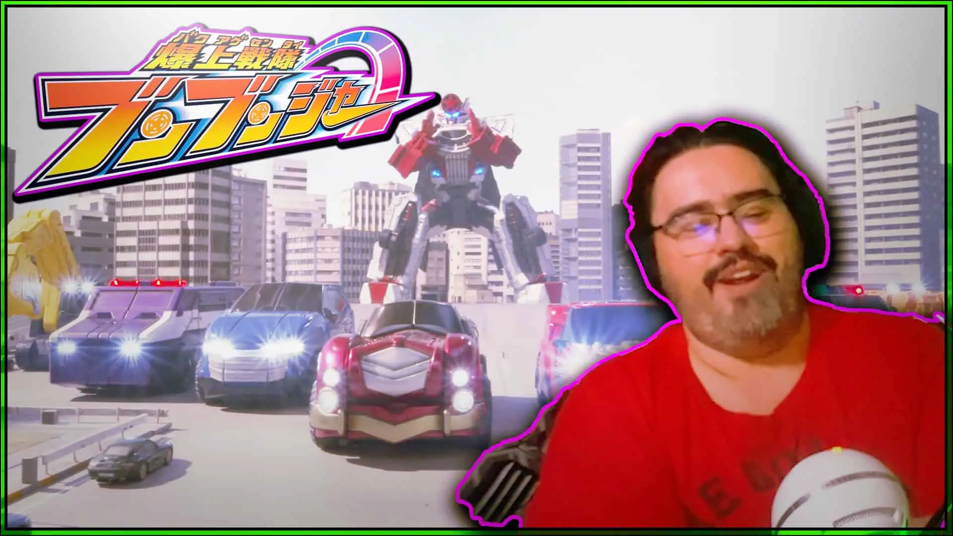 YouTuber reacting to Boonboomger Episode 9 with a giant robot scene in background.