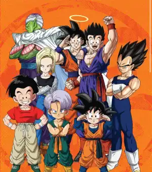 Group of Dragon Ball Z characters including Goku, Vegeta, and Piccolo.